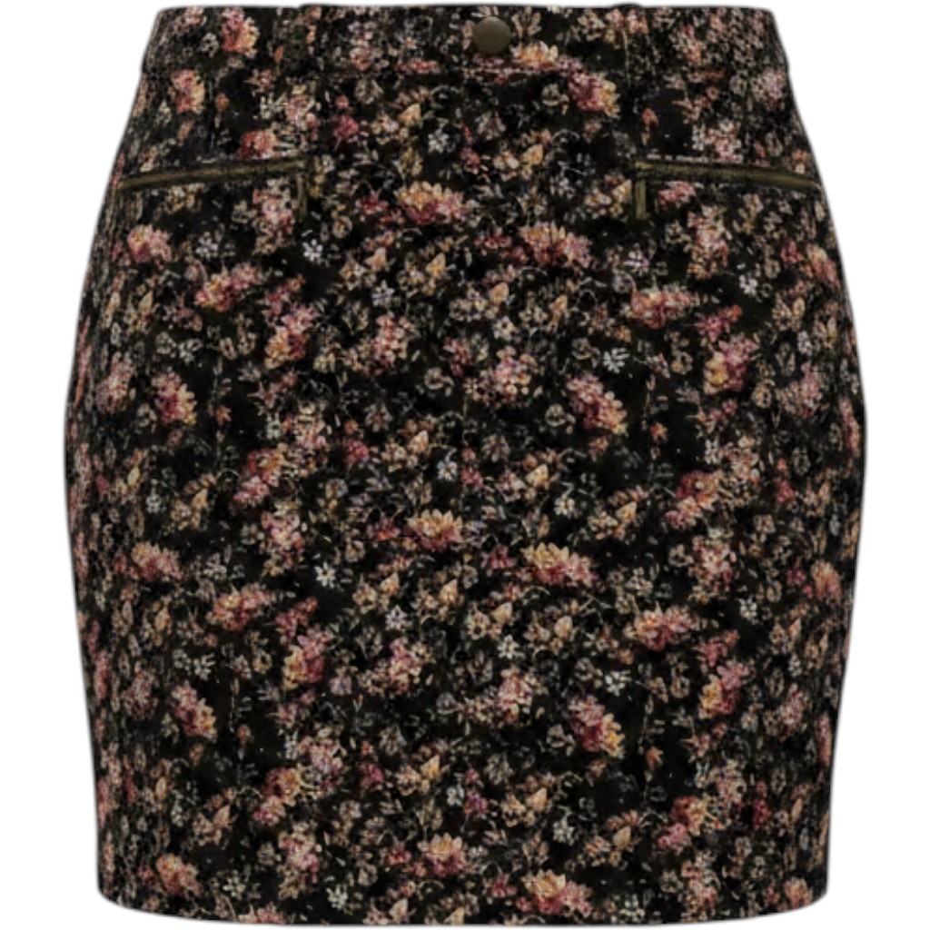 Retro Style Mossimo Supply Co Floral Corduroy Mini Skirt Black Pink Size 12